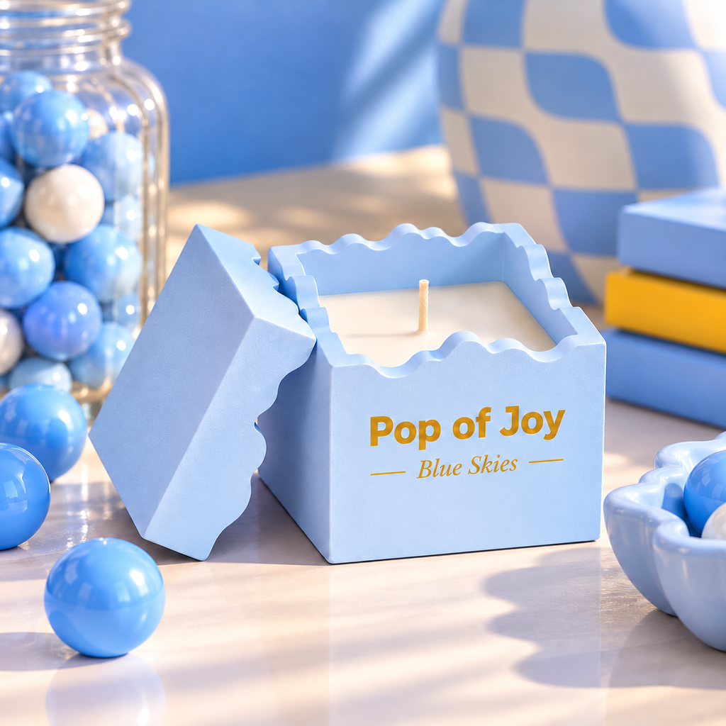 Pop of Joy: Vela Aromática Blue Skies 100g (Azul)
