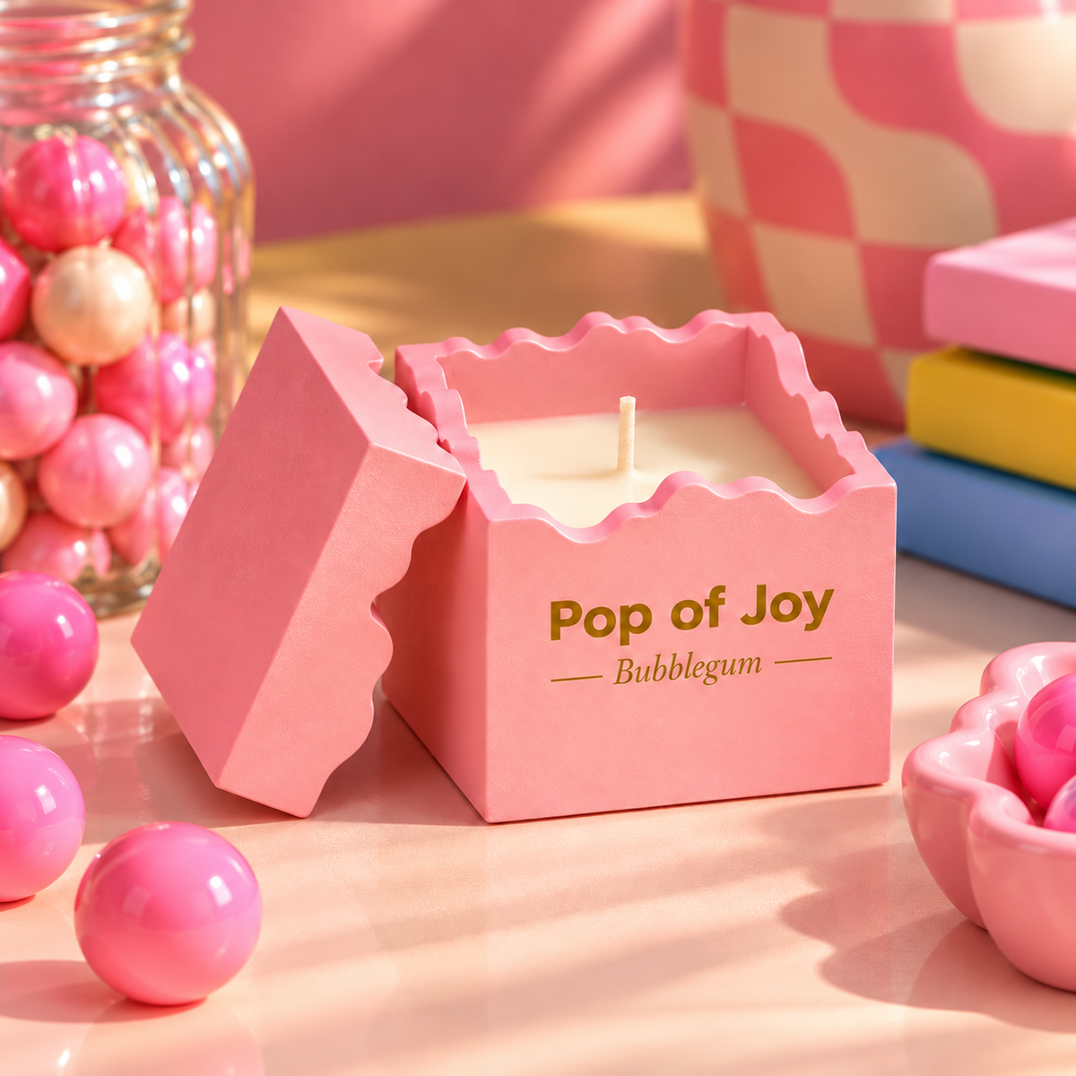 Pop of Joy: Vela Aromática Bubblegum 100g (Rosa)